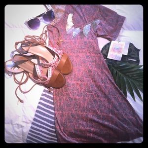 🏆LLR Faded Denim/Orange Tribal Print Perfect T